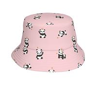 Pink Cute Panda Bucket Hats para Hombres Mujeres Beach Travel Bucket Hat Summer Outdoor Packable Fisherman Sun Hat