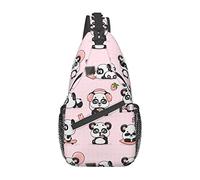 Pink Cute Panda Kawaii Print Sling Bag, Casual Crossbody Shoulder Bag Senderismo Mochila Crossbody Hombro Mochila Travel Chest Pack para Hombres Mujeres