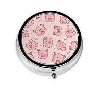 Pink Cute Pig Printed, pastillero, pastillero cuadrado para bolsillo o monedero, pastillero pequeño, organizador de pastillas de viaje