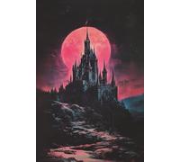 Pink dark fantasy art moonlit castle blank lined notebook