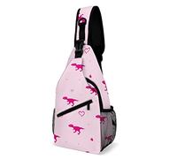 Pink Dino T Rex Sling Bag Crossbody Mochila Travel Chest Daypack