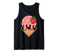 Pink Dripping Ice Cream Baseball Home Plate Red Strawberry Camiseta sin Mangas