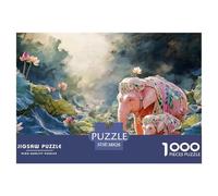 Pink Elephant and Its Baby 1000 Stück Stabiler Karton Puzzle Pink Elephant Lebendige Bilder Kreatives Spiel Puzzles Für Erwachsene Und Kinder 38x26cm/1000pcs