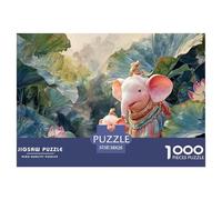 Pink Elephant in The Jungle 1000 Pcs Premium-Karton Puzzle Pink Elephant Lebendige Bilder Familienspiel Puzzles Als Wohnaccessoires 38x26cm/1000pcs