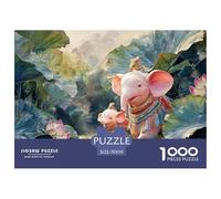 Pink Elephant in The Jungle 1000 Pcs Premium-Karton Puzzle Pink Elephant Lebendige Bilder Familienspiel Puzzles Als Geburtstagsgeschenke 70x50cm/1000pcs