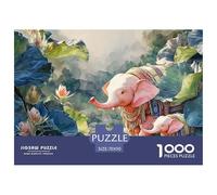 Pink Elephant in The Jungle 1000 Pcs Premium-Karton Puzzle Pink Elephant Stressabbau Kreatives Spiel Puzzles Als Wohnaccessoires 70x50cm/1000pcs