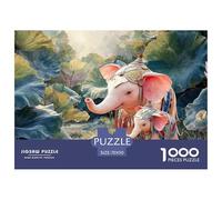Pink Elephant in The Jungle 1000 Stück Ökopapier Puzzle Pink Elephant Lebendige Bilder Familienspiel Puzzles Als Wohnaccessoires 70x50cm/1000pcs