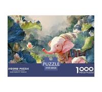 Pink Elephant in The Jungle 1000 Stück Stabiler Karton Puzzle Pink Elephant Lebendige Bilder Familienspiel Puzzles Für Erwachsene Und Kinder 38x26cm/1000pcs