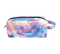 Pink Fantasy Sky World Clouds - Neceser portátil para colgar artículos de aseo de viaje, estuche de maquillaje de piel para niños, Multicolor 02, 8.2x3.1x3.5 in/21x8x9 cm
