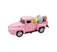 Pink Farm Truck Loaded with Easter Eggs Farm Truck Easter Decor Pink Metal Pickup Truck Car Model Vintage Truck for Spring Easter Centerpiece Decorati
