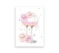 Pink Fashion Champagne Flower Watercolor Painting Canvas Prints Perfume Floral Wall Pictures Posters Bedroom Decor(PC5198,A5 15x21 cm No Frame)