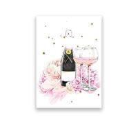 Pink Fashion Champagne Flower Watercolor Painting Canvas Prints Perfume Floral Wall Pictures Posters Bedroom Decor(PC5196,20x25 cm No Frame)