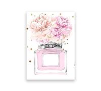 Pink Fashion Champagne Flower Watercolor Painting Canvas Prints Perfume Floral Wall Pictures Posters Bedroom Decor(PC5197,20x25 cm No Frame)