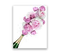 Pink Fashion Champagne Flower Watercolor Painting Canvas Prints Perfume Floral Wall Pictures Posters Bedroom Decor(PC3957,A4 21x30 cm No Frame)