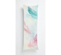 Pink Feathers Body Pillow Case Cover 50x135cm, Long Backrest Cushion Pillow Protector with Zipper, Decorative Bedding Pillowcase, Soft Body Pillow Cover for Couch Bedroom Dreamy