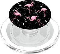 Pink Flamingo in Space Stars Astronaut Hat Tropical Theme PopSockets PopGrip para MagSafe