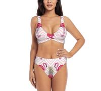 Pink Flamingo Pineapple - Conjunto de bikini de dos piezas para mujer con relleno y corte alto, Negro, XL