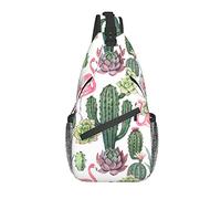 Pink Flamingo Succulent Plants Crossbody Chest Bag, Bandolera, Mochila de senderismo al aire libre de fin de semana, adecuada para hombres y mujeres