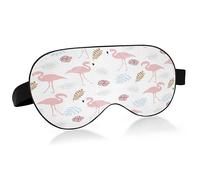 Pink Flamingos and Flowers Sleep Mask Lightweight Soft Breathable Eye Mask with Adjustable Strap Blackout Eye Mask for Women Men for Travel Night Sleeping