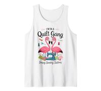 Pink Flamingos In A Quilt Gang Sassy Sewing Sisters White Camiseta sin Mangas