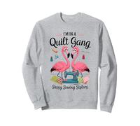 Pink Flamingos In A Quilt Gang Sassy Sewing Sisters White Sudadera