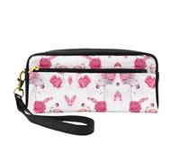Pink Flamingos - Neceser de viaje para mujer, con dos bolsillos, organizador de accesorios esenciales de belleza diaria, Black, Talla única, Neceser de maquillaje
