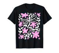 Pink Floral Daisy Dragonfly Botanical Wildflower Vine Garden Camiseta