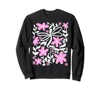 Pink Floral Daisy Dragonfly Botanical Wildflower Vine Garden Sudadera