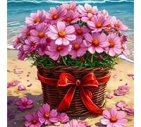 Pink Flower Basket Jigsaw Puzzle 300 Pieces 35x35cm/14x14inch, Difficult Jigsaw Puzzles for Adults 300, Beautiful Art Work, Great Festive Puzzle Gift for Men/Women