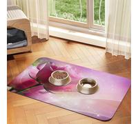 Pink Flower Rose,Waterproof Pet Feeding Mat,PU Leather Placemats for Cat Dog Water Bowl,Food Mats,30x45cm