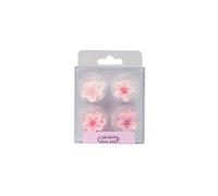 Pink Flower Sugar Toppers - 12 Pack