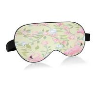 Pink Flowers and Flamingo Pattern Sleep Mask Lightweight Soft Breathable Eye Mask with Adjustable Strap Blackout Eye Mask for Women Men for Travel Night Sleeping