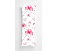 Pink Flowers Body Pillow Case Cover 35x100cm, Long Backrest Cushion Pillow Protector with Zipper, Decorative Bedding Pillowcase, Soft Body Pillow Cover for Couch Bedroom Modern