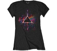 Pink Floyd - T-Shirt # M Black Femmina # Dark Side of the Moon Pink Splatter