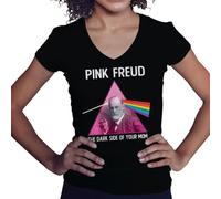 Pink Freud The Dark Side of Your mom Retro Camisa Negra de Cuello en V para Mujer Size S