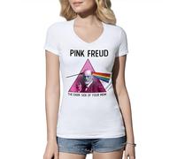 Pink Freud The Dark Side of Your Mom Sigmund Freud Psychology Humor Psychoanalysis Floyd Parody Fan Gift Camiseta De Mujer Cuello En V Blanca Size S