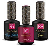 Pink Gellac 229 Berry Red Shellac - Esmalte de uñas UV (15 ml, base de 15 ml, top coat shine 15 ml, 1 unidad de 45 ml)