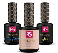 PINK GELLAC Esmalte de uñas Shellac 3 x 15 ml para lámpara UV LED | 253 Milky Taupe Rosa Rose 15 ml + Base Coat Extend 15 ml + Top Coat Shine 15 ml | Gel Nail Polish Gel Nail Polish
