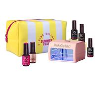 Pink Gellac - Kit de manicura semipermanente para verano (2 unidades, 8 ml, color rosa, Top & Base Coat Gel, bolsillos removedores y limpiadores, estuche de belleza