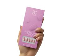 Pink Gellac Press On Nails - 305 Pearly Nude - Juego de uñas redondas cortas - 30 uñas postizas para pegar, pegamento de uñas, 30 barras de pegamento y accesorios - Clavos adhesivos rápidos de 7 - 14