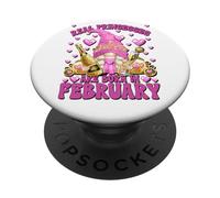 Pink GNOME For Women Real Princesses Are Born In February PopSockets PopGrip Adhesivo