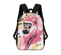 Pink Gorilla Portrait with Abstract Background Mochilas Impresas En 3D Para Niños, Mochila Escolar, Mochila Informal Para Exteriores, Mochila Informal De Moda Para Niños, Lindas Bolsas De Viaje 17inch