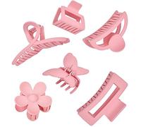 Pink Hair Clips, 6 Pack Cute Hair Clips for Thin Thick Hair 1.85-4.5 Inch Matte Non Slip Jaw Clips Flower Banana Butterfly Claw Clips Hair Accessories for Women and Girls…