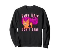 Pink Hair Don't Care Gato de Jengibre con Cabello Rosa Sudadera