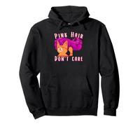Pink Hair Don't Care Gato de Jengibre con Cabello Rosa Sudadera con Capucha