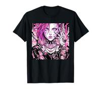 Pink Haired Cyberpunk Anime Girl Aesthetic Manga Style Camiseta