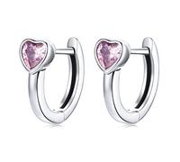 Pink Heart Crystal Ear Buckles Earrings for Women Wedding Jewelry