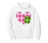 Pink Heart For St. Patricks Day with Buffalo Plaid Shamrock Sudadera con Capucha