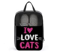 Pink Heart I Love Cats - Bolsa de zapatos para viajes, uso diario, bolsa de almacenamiento antipolvo para zapatos de golf