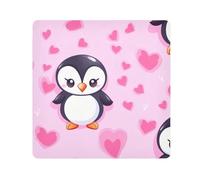 Pink Hearts Penguin - Paño autoadhesivo mágico para cámara de lentes, protector de lentes, bolsa de maquillaje, 13.8 x 13.8 pulgadas, multicolor, 21.7x21.7in, moderno